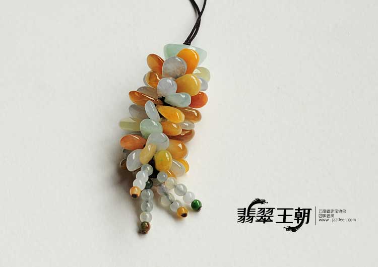 冰种黄翡缅甸翡翠钱袋手机链