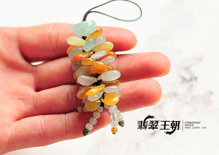 冰种黄翡缅甸翡翠钱袋手机链