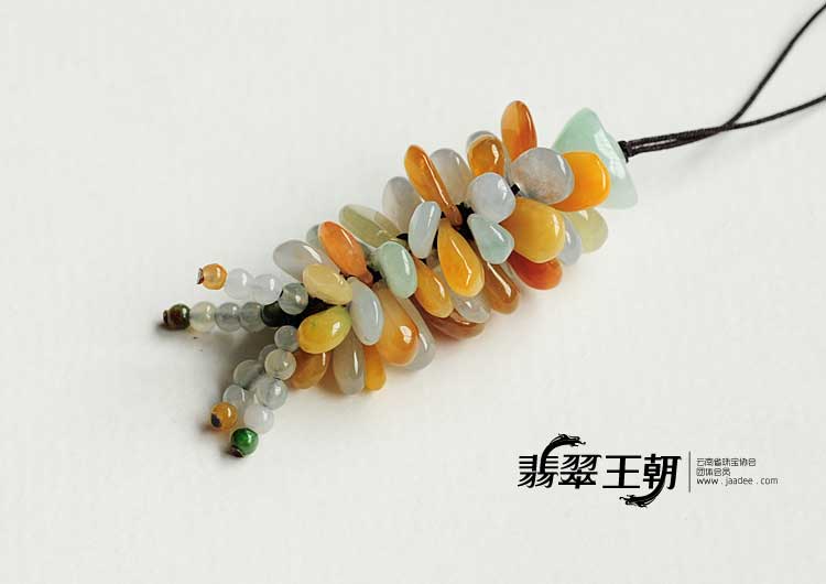 冰种黄翡缅甸翡翠钱袋手机链