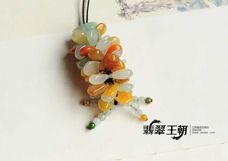 冰种黄翡缅甸翡翠钱袋手机链
