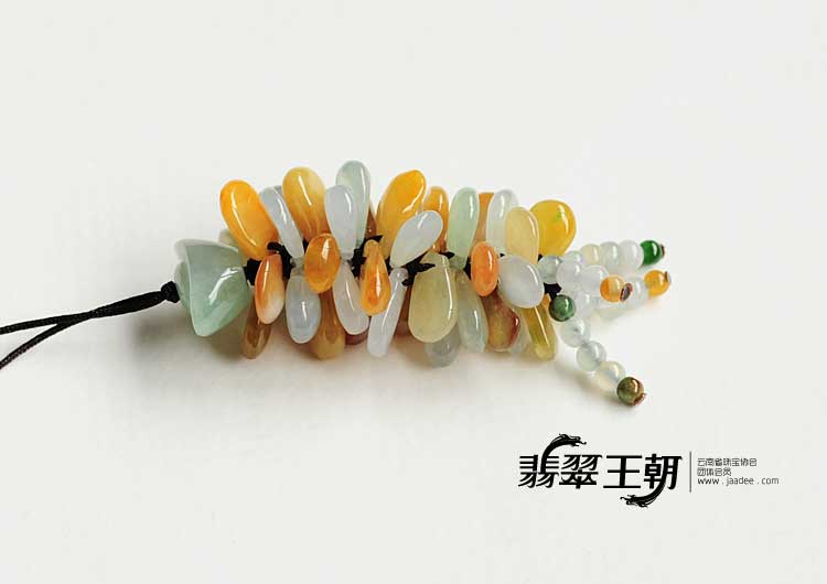 冰种黄翡缅甸翡翠钱袋手机链