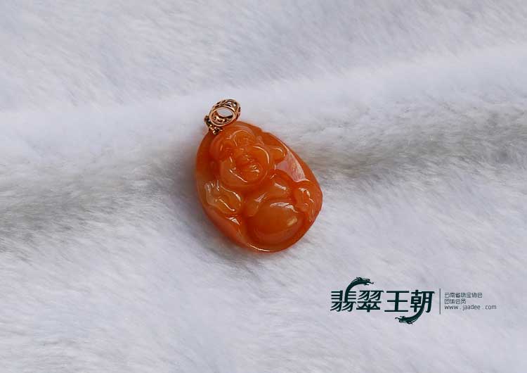 糯冰种红黄翡缅甸翡翠玉佛挂件