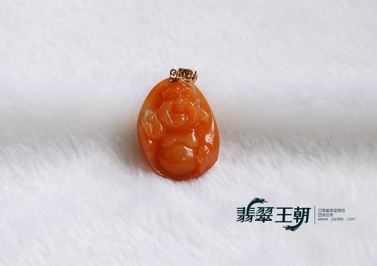糯冰种红黄翡缅甸翡翠玉佛挂件