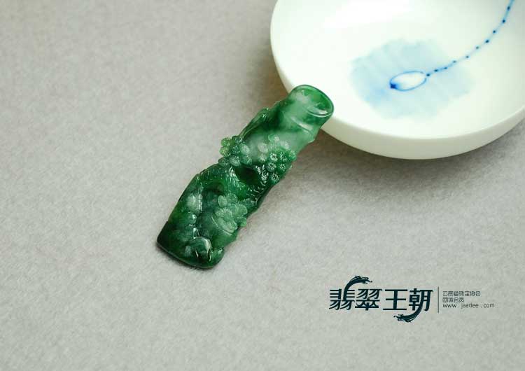 糯冰种花青缅甸翡翠岁寒三友挂件
