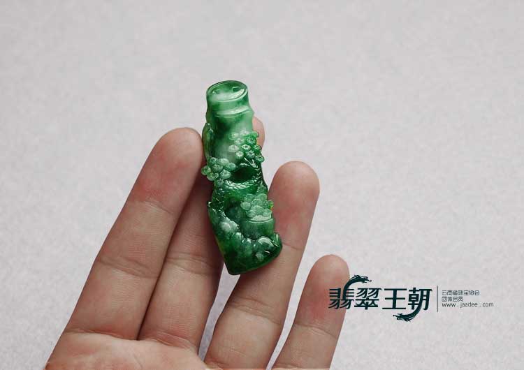糯冰种花青缅甸翡翠岁寒三友挂件