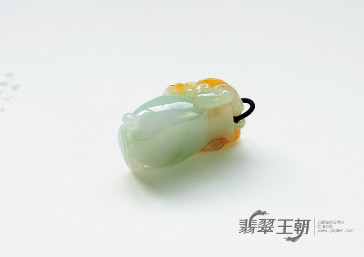 糯冰种黄翡缅甸翡翠福寿平安挂件