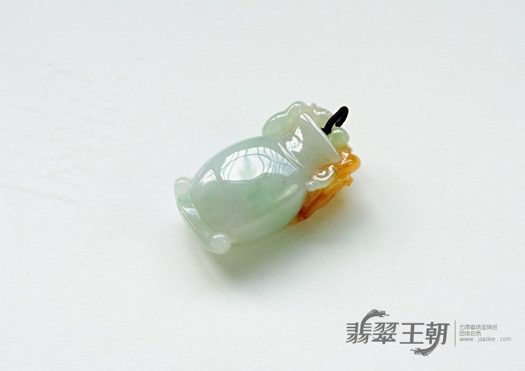糯冰种黄翡缅甸翡翠福寿平安挂件
