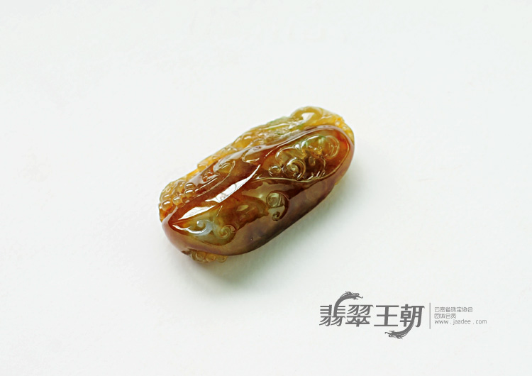 糯冰种红黄翡缅甸翡翠英明神武挂件