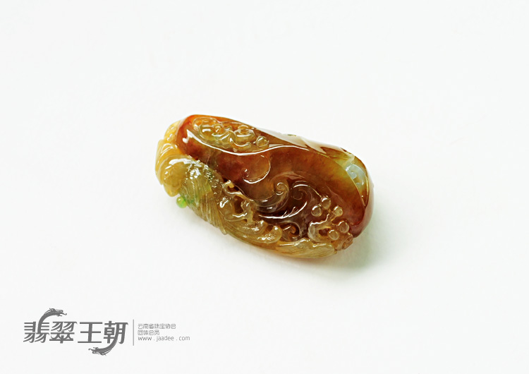糯冰种红黄翡缅甸翡翠英明神武挂件
