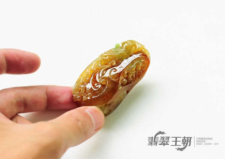 糯冰种红黄翡缅甸翡翠英明神武挂件