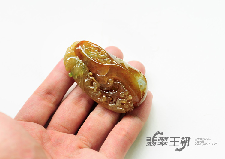糯冰种红黄翡缅甸翡翠英明神武挂件
