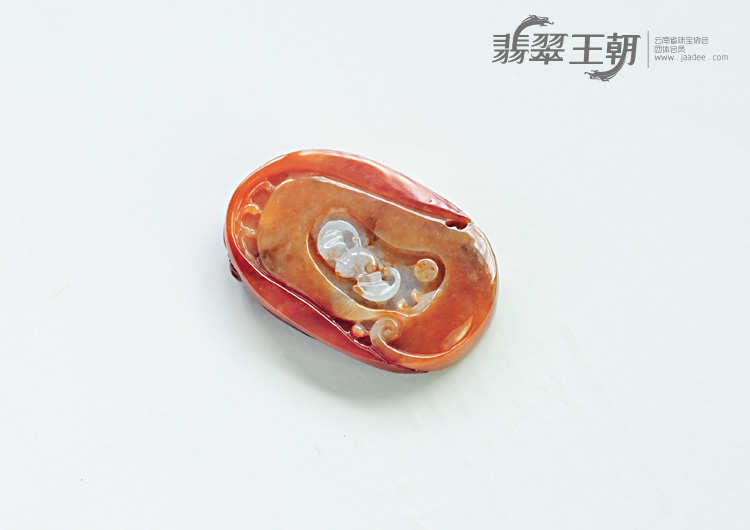 糯冰种红翡缅甸翡翠望子成龙挂件