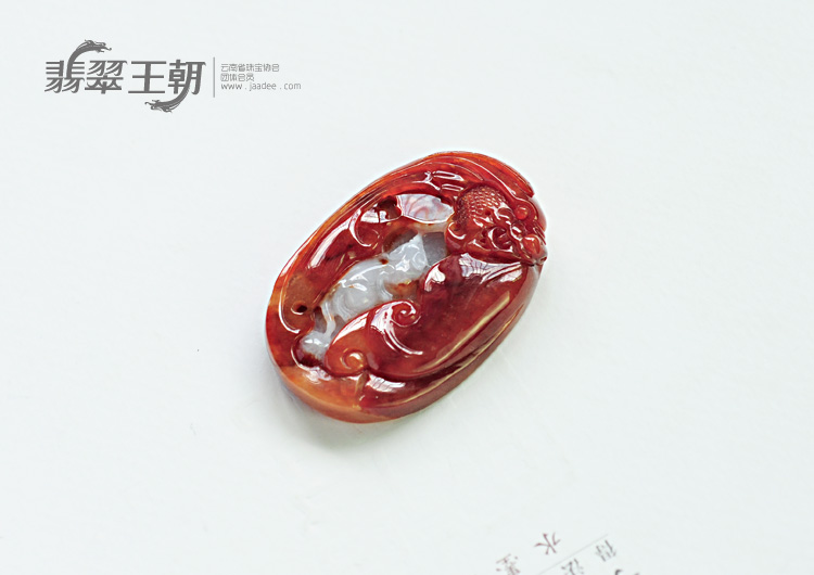 糯冰种红翡缅甸翡翠望子成龙挂件