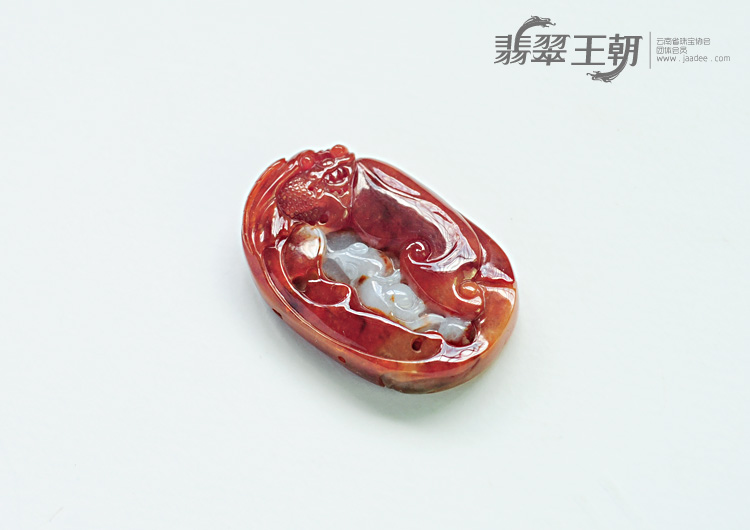 糯冰种红翡缅甸翡翠望子成龙挂件