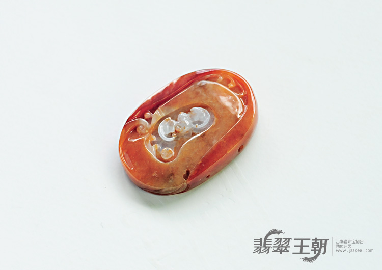 糯冰种红翡缅甸翡翠望子成龙挂件