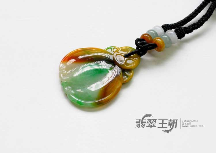 糯冰种四彩缅甸翡翠福在眼前挂件