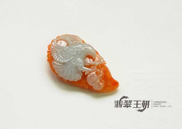 糯冰种红黄翡缅甸翡翠大展宏图挂件