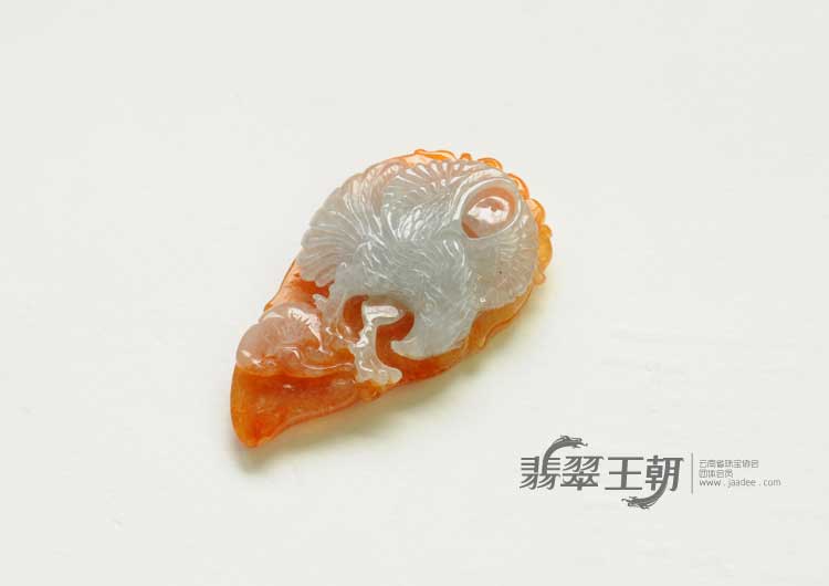 糯冰种红黄翡缅甸翡翠大展宏图挂件
