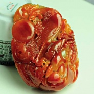 糯冰种紅翡缅甸翡翠丹凤朝阳手玩件