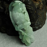 糯冰种晴水缅甸翡翠英明神武挂件