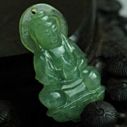 冰种晴水缅甸翡翠观音挂件