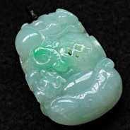 糯冰种晴水缅甸翡翠福禄寿挂件