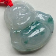 糯冰种飘花缅甸翡翠笑佛