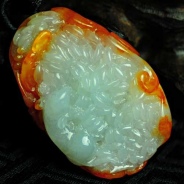糯冰种红翡缅甸翡翠老鼠爱大米挂件