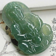 冰种晴水缅甸翡翠观音挂件