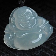 冰玻种淡晴水缅甸翡翠玉佛挂件