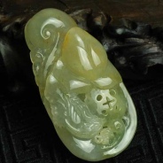 冰种黄翡飘花缅甸翡翠喜上眉梢挂件