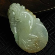 糯冰种黄翡飘花缅甸翡翠英明神武挂件