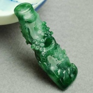 糯冰种花青缅甸翡翠岁寒三友挂件