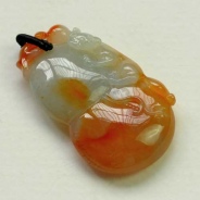 糯冰种红黄翡缅甸翡翠福禄寿挂件