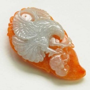 糯冰种红黄翡缅甸翡翠大展宏图挂件