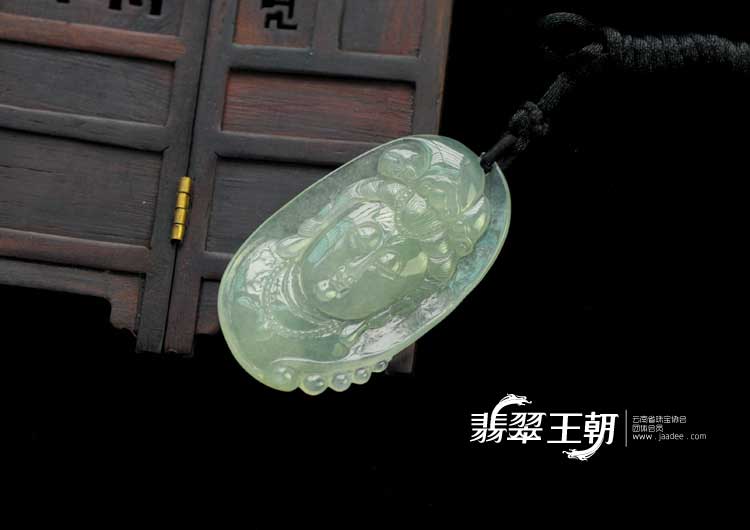 冰种晴水缅甸翡翠观音头挂件