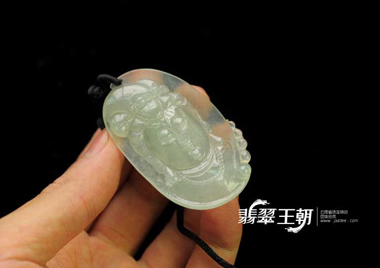 冰种晴水缅甸翡翠观音头挂件