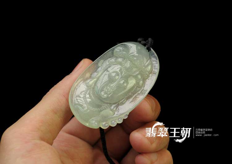冰种晴水缅甸翡翠观音头挂件
