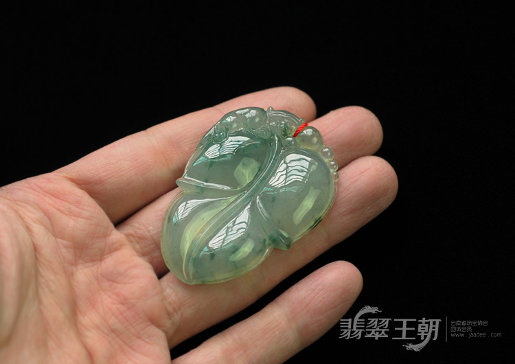 冰种晴水飘花缅甸翡翠叶子挂件