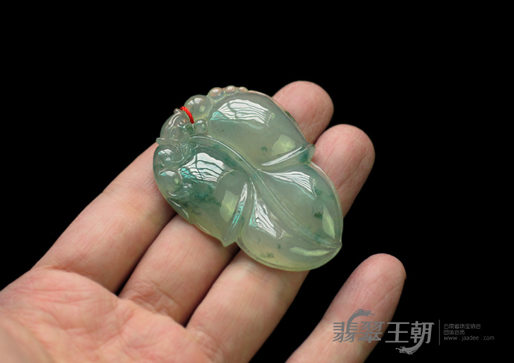 冰种晴水飘花缅甸翡翠叶子挂件