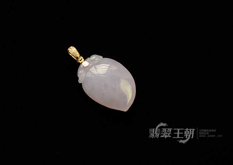 糯冰种紫罗兰缅甸翡翠寿桃挂件