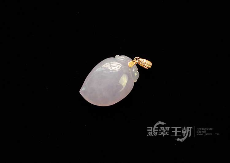 糯冰种紫罗兰缅甸翡翠寿桃挂件