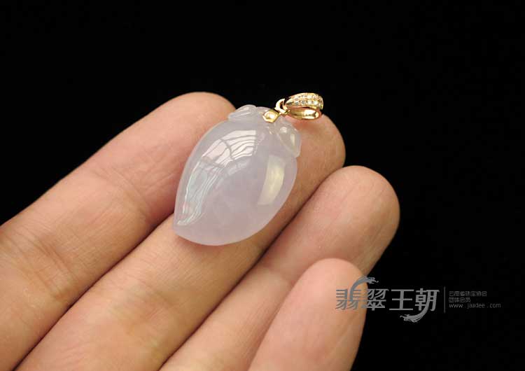 糯冰种紫罗兰缅甸翡翠寿桃挂件