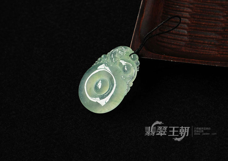 冰种晴水缅甸翡翠招财进宝挂件