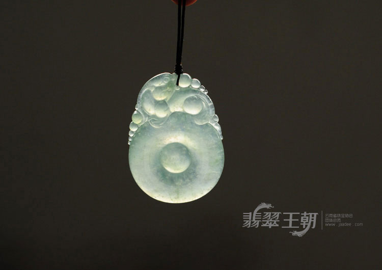 冰种晴水缅甸翡翠招财进宝挂件