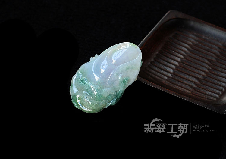 糯冰种四彩缅甸翡翠富贵花开挂件