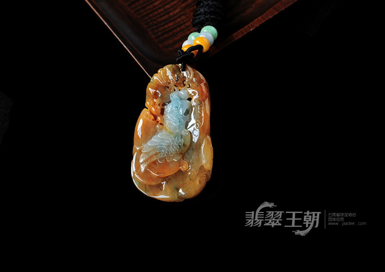 糯冰种红黄翡飘花缅甸翡翠英明神武挂件