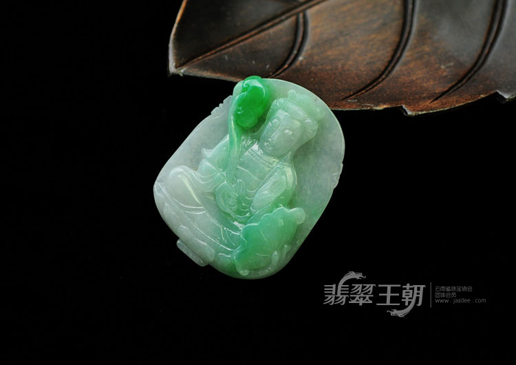 糯冰种飘翠缅甸翡翠观音挂件