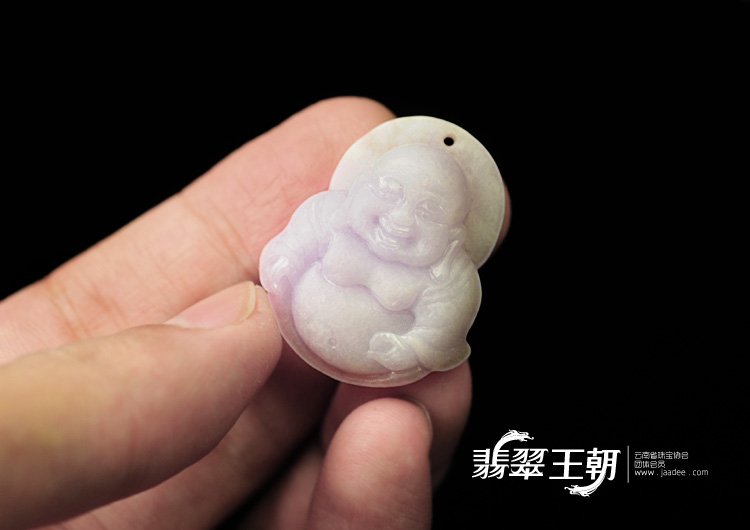 糯冰种紫罗兰缅甸翡翠磨砂抛光玉佛挂件