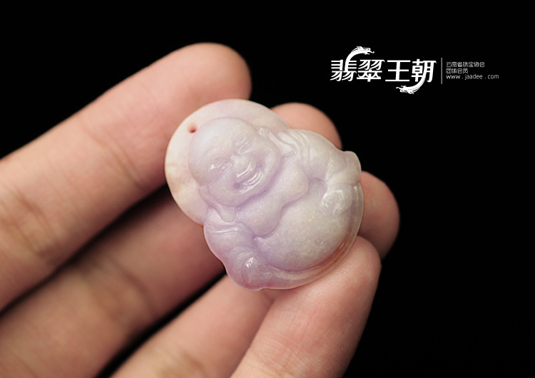 糯冰种紫罗兰缅甸翡翠磨砂抛光玉佛挂件